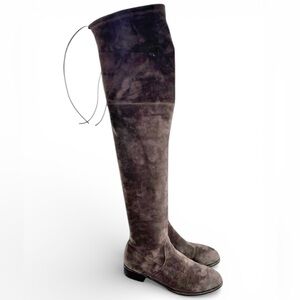 KAITLYN PAN Gray Slim Fit Over The Knee Flat Heel Boots